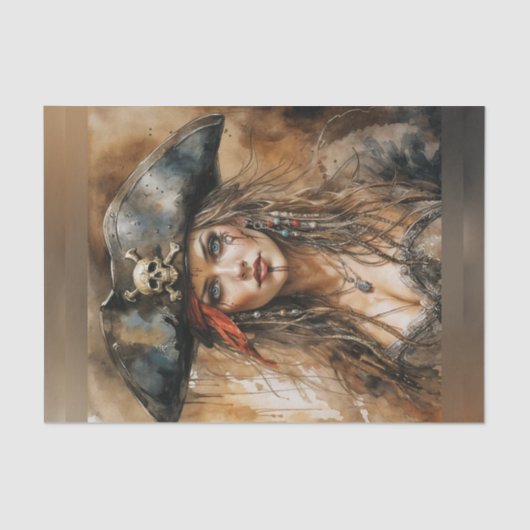 Mousseline Bloody Lady Pirate Capitaine Découpage papier (Recto)