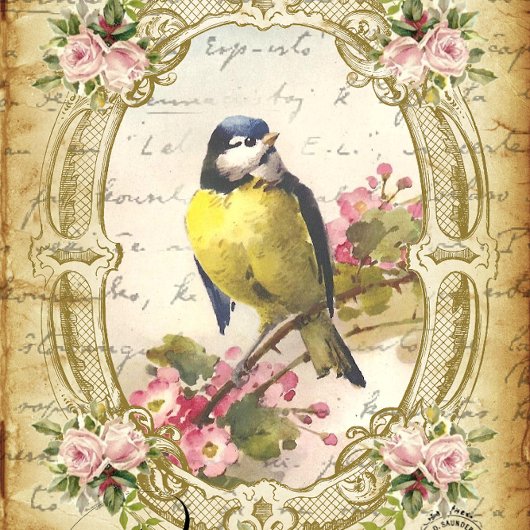 Mousseline Blue Bird & Cherry Blossom Antique Papier Découpag