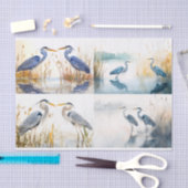 Mousseline Blue Herons Collage 1 papier décolpage (Artisanat)