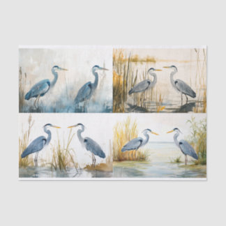 Mousseline Blue Herons Collage 2 Découpage papier