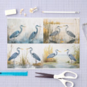 Mousseline Blue Herons Collage 2 Découpage papier (Artisanat)
