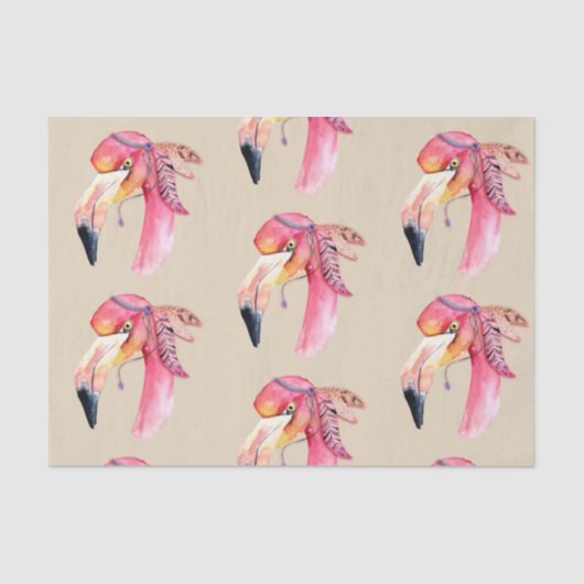Mousseline Boho Fiona Flamant rose papier (Recto)