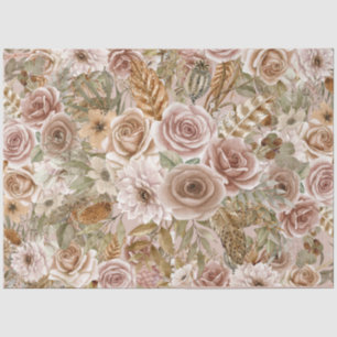 Mousseline Boho Rustic Floral Decoupage Papier Tissu