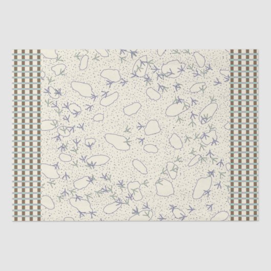 Mousseline Bois et algues Plaid Bird Traces Papier de Tissu (Recto)