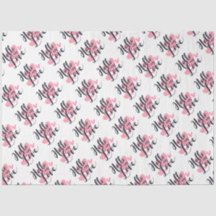 Mousseline Bonjour mon amour avec les coeurs papier Tissu