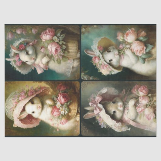 Mousseline Bonnet Bunnies Papier Tissu (Recto)