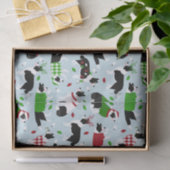 Mousseline Bordure de Noël Collie papier de tissus (Cadeau)