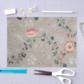 Mousseline Botanique Découpage Tissu Papier gris rose Fleurs (Artisanat)