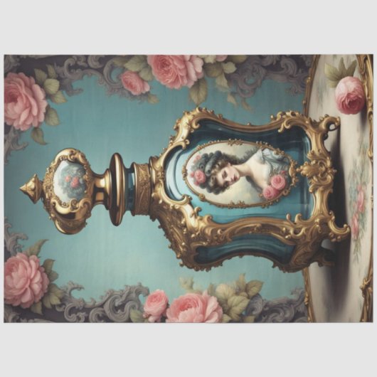 Mousseline Bouteille de parfum Rococo bleu 2 Papier de découp (Recto)