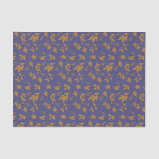 Mousseline Branche de feuilles jaunes sur papier de tissus bl