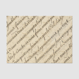 Mousseline Calligraphie Français Script Vintage Tissu Papier
