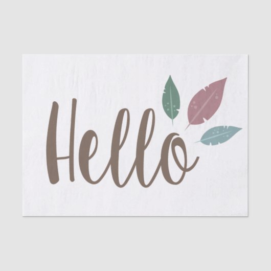 Mousseline Calligraphie hello boho plumes tissu papier (Recto)