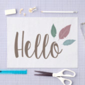 Mousseline Calligraphie hello boho plumes tissu papier (Artisanat)