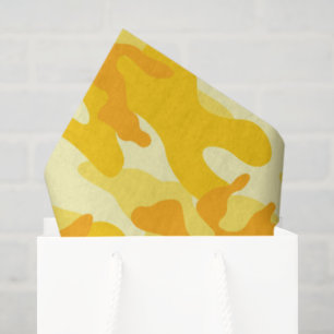 Mousseline Camo Jaune Lumineux Happy Cadeau Papier Tissu