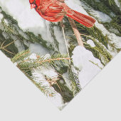Mousseline Cardinal En Hiver Pine Tree Tissu Papier (Détail)