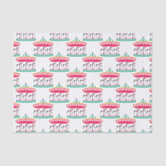 Mousseline Carrousel Circus motif papier tissu (Recto)