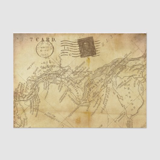 Mousseline Carte de style vintage sur papier parchemin (Recto)