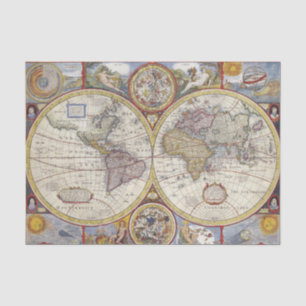 Mousseline Carte du monde Papier de papier de papier de décou
