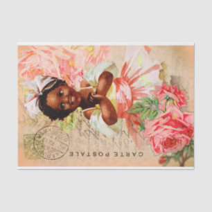 Mousseline Carte Postale vintage Baby Girl Decoupage Papier T