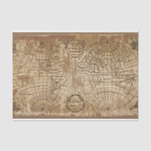 Mousseline Carte vintage du monde meuble papier découpage