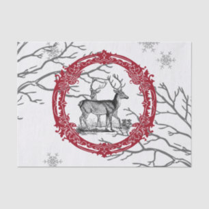 Mousseline Cerfs dans la forêt d'hiver Papier de tissus de No