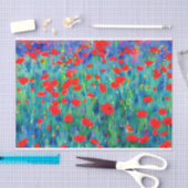 Mousseline Champ de papier de tissu de Poppies (Artisanat)