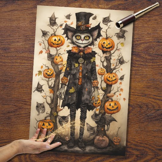 Mousseline Chat Éffrayant Whimsical 2 Halloween papier découp
