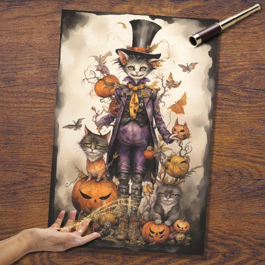 Mousseline Chat Éffrayant Whimsical 4 Halloween papier découp