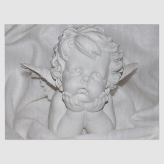 Mousseline cherub dans du papier de tissu blanc (Recto)
