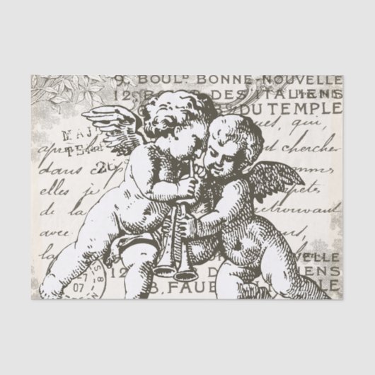 Mousseline Cherub Decoupage papier de tissus - Français Vinta (Recto)