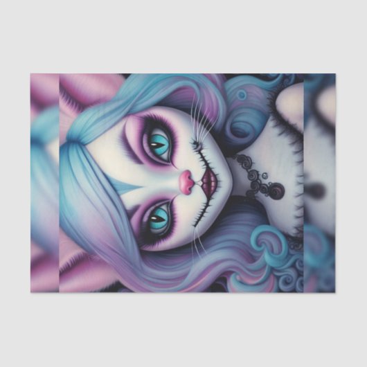 Mousseline Cheshire Cat Girl Wonderland découpage papier (Recto)