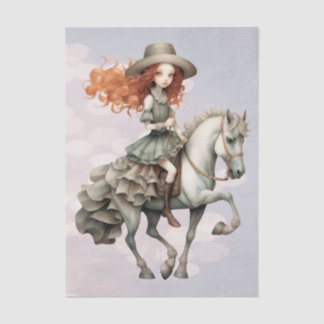 Mousseline Cheval Girl Rider I - Tissu Papier