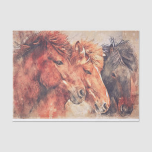 Mousseline Chevaux Découpage, Collage ou papier de tissu.
