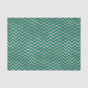 Mousseline Chevron en papier d'aluminium sarcelle et or
