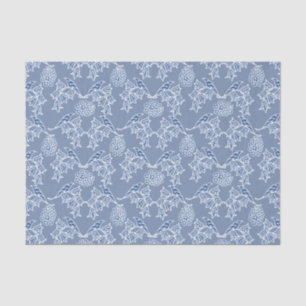 Mousseline Chic Indigo Blue Ethnic Floral Imprimer Papier Tis