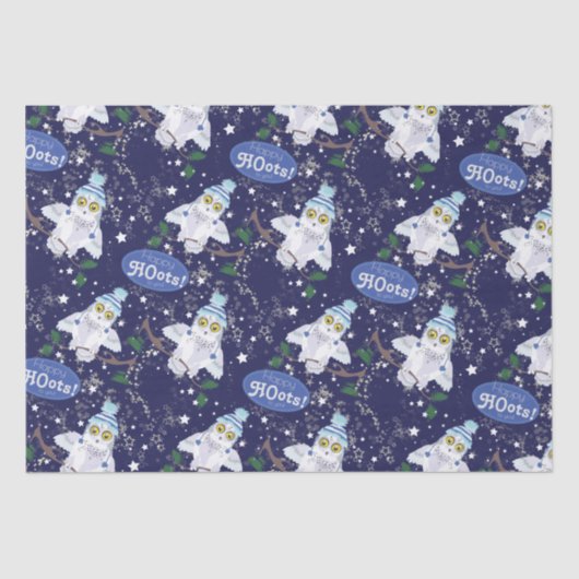 Mousseline Chouette neige avec papier de Noël Casquette (Recto)