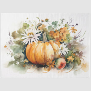 Mousseline Citrouilles et Floraux 1 Papier de découpage