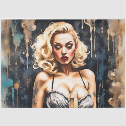 Mousseline Cocktail Cuties - Papier Découpage Champagne (Recto)