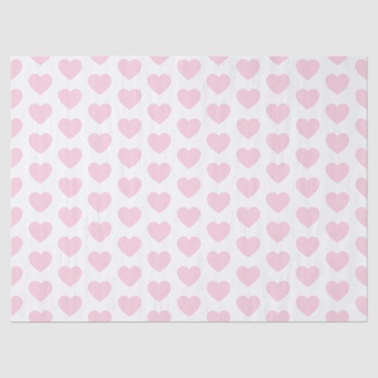 Mousseline Coeurs, rose pâle sur papier blanc (Recto)