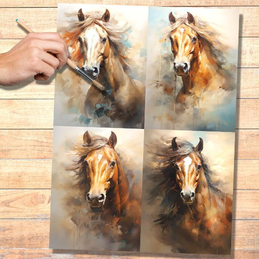 Mousseline Collage de Cheval Sauvage 1 papier de découpage