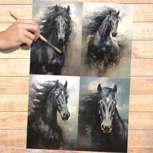 Mousseline Collage de Cheval Sauvage 4 papier de découpage