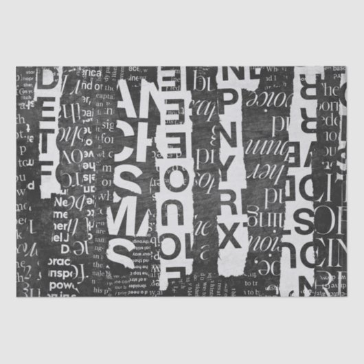 Mousseline Collage de texte Art Découpage ou papier de tissus (Recto)