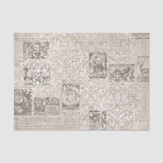 Mousseline Collage vintage de papier journal (Recto)