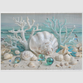 Mousseline Corail & Shell Display Pastel Blues Tissu Papier
