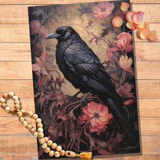 Mousseline Corbeau en Fleurs 3 Découpage papier