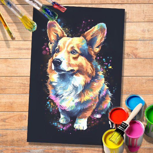 Mousseline Corgi en aquarelle 1 papier découpage