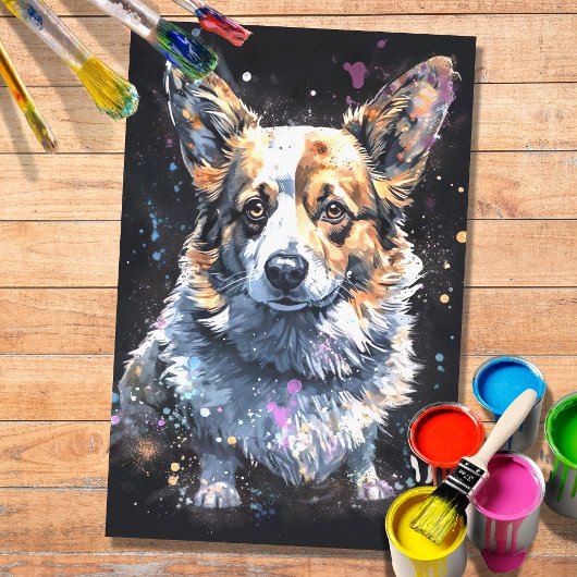 Mousseline Corgi en aquarelle 3 papier découpage