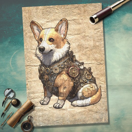Mousseline Corgi Steampunk 3 Découpage papier
