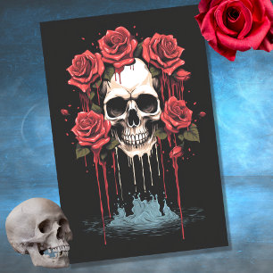 Mousseline Crâne avec Roses à goutte 4 papier découpage
