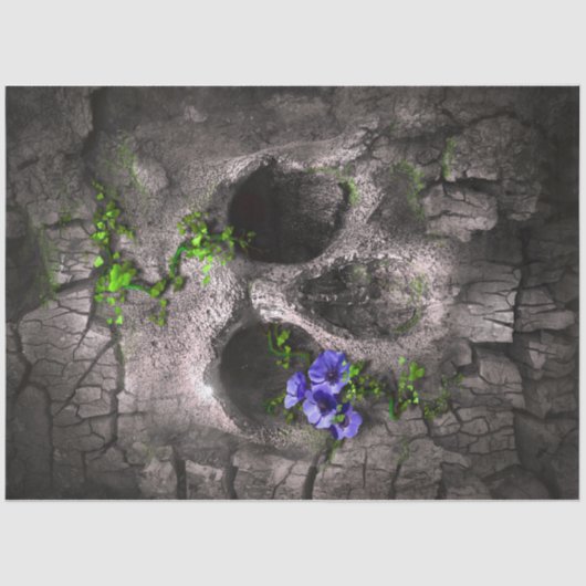 Mousseline Crâne Rustique 12 Découpage papier tissu (Recto)